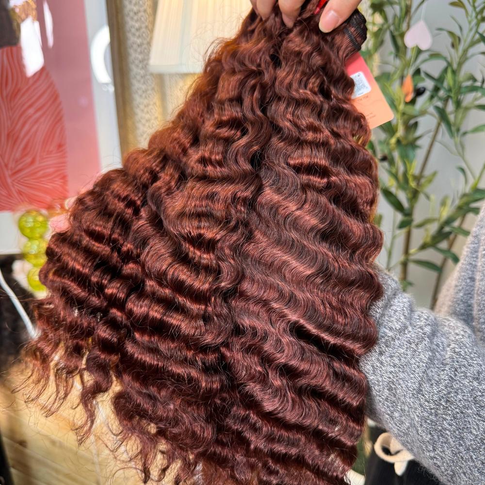 [We Heart Hair]Chestnut Brown Burmese Curly 11A 100% Virgin Human Hair Straight Body Wave Fall Hair Color