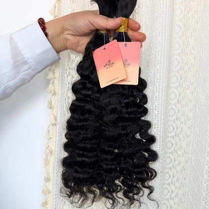 [We Heart Hair] Boho Braids 100% Cambodian Human Hair Bulk Hair For Braiding Hair Deep Wave Loose Deep Wave Honey Blonde 4/27 humanhair boho  Summer Hot