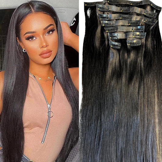 [We Heart Hair] Seamless Clip In 100% Human Hair 8 PCS Silky Straight Quality Hair Extension