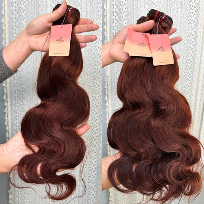 [We Heart Hair]Chestnut Brown Burmese Curly 11A 100% Virgin Human Hair Straight Body Wave Fall Hair Color