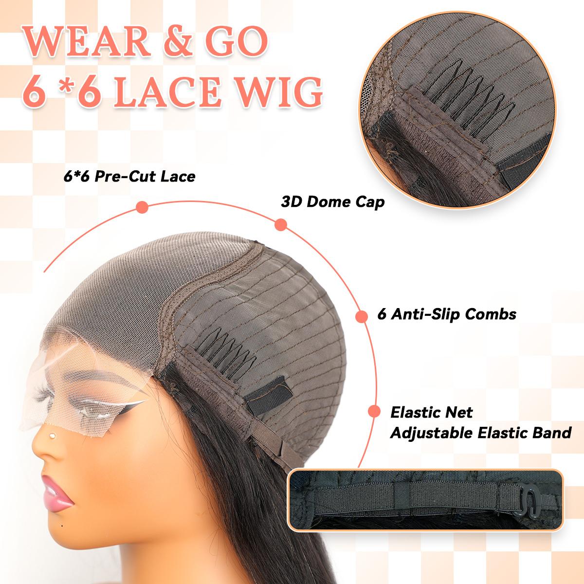 We Heart Hair 6x6 Glueless Closure 100% Virgin Human Hair Wig 200% Density Body Wave Straight Transparent Lace