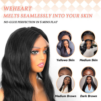 We Heart Hair 6x6 Glueless Closure 100% Virgin Human Hair Wig 200% Density Body Wave Straight Transparent Lace
