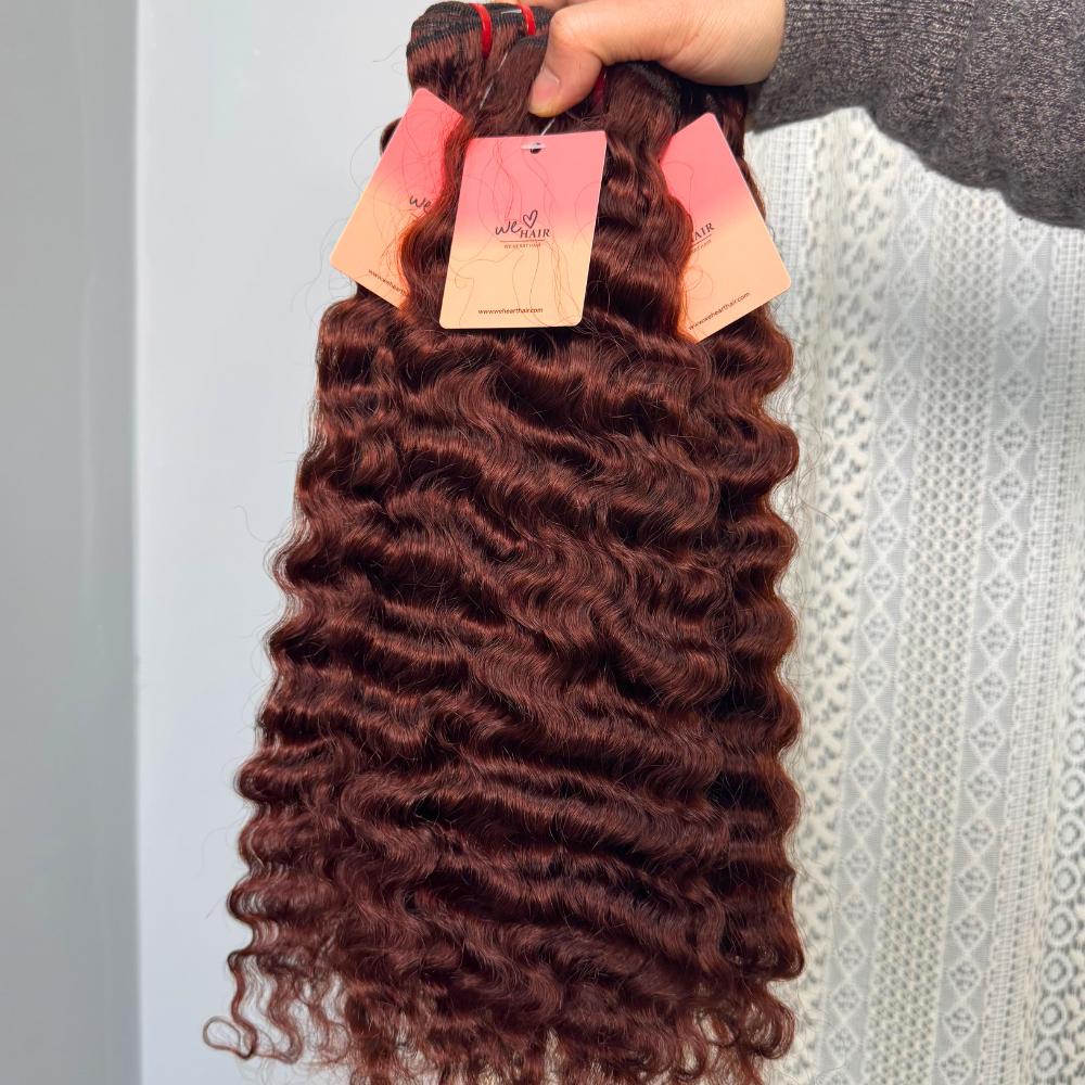 [We Heart Hair]Chestnut Brown Burmese Curly 11A 100% Virgin Human Hair Straight Body Wave Fall Hair Color