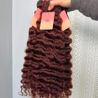[We Heart Hair]Chestnut Brown Burmese Curly 11A 100% Virgin Human Hair Straight Body Wave Fall Hair Color